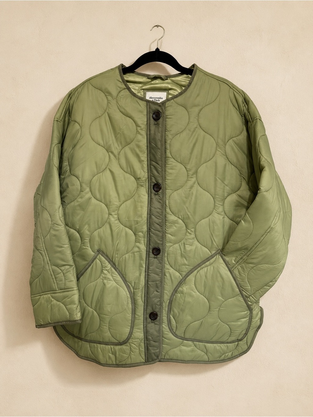 Oversized Olive Quilted Jacket by Abercrombie & Fitch